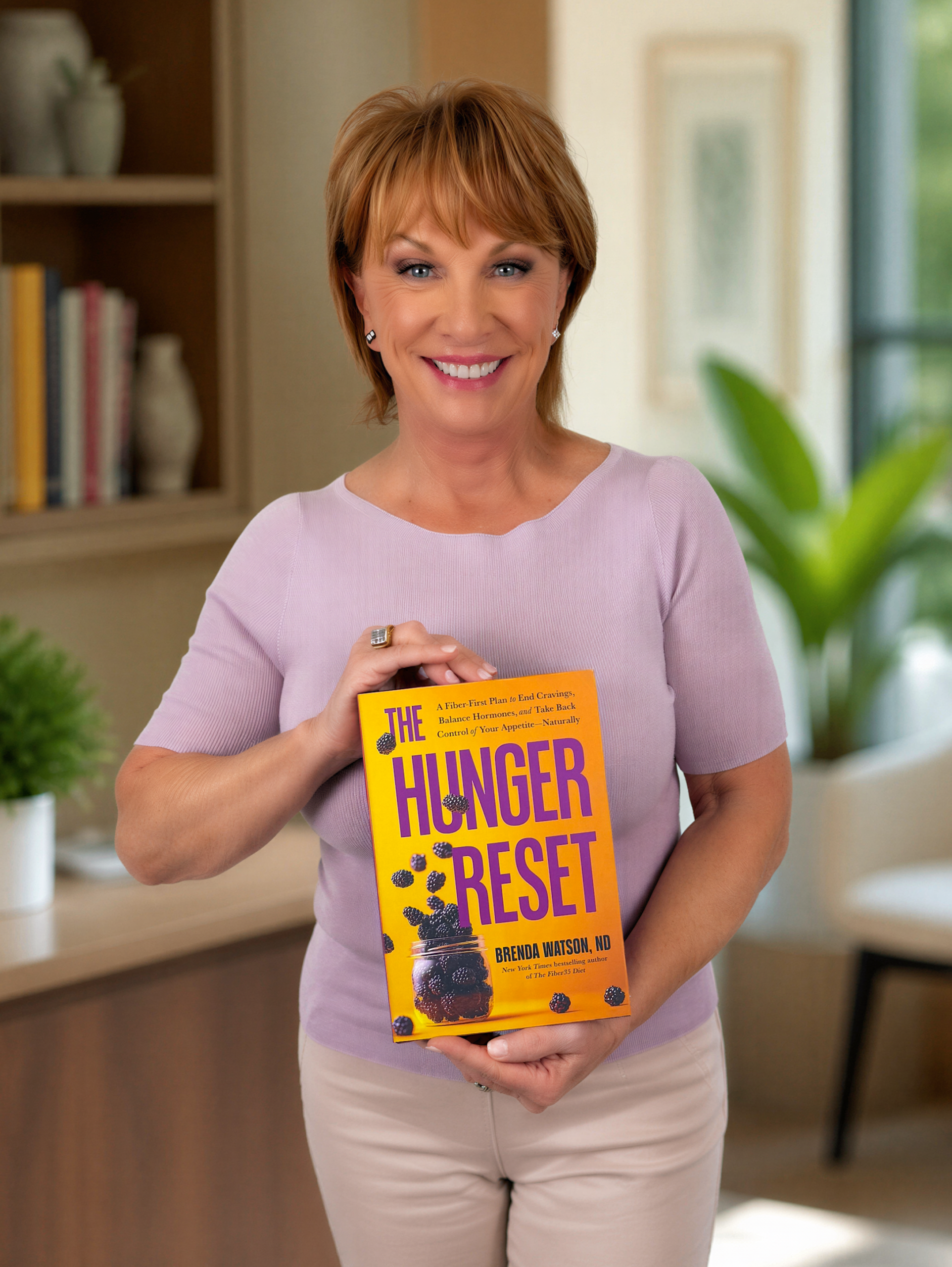 Brenda Watson smiling and holding The Hunger Reset